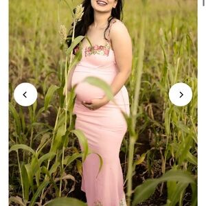 Pink Floral Maternity Dress